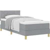 vidaXL Boxspring bed met kussen Lichtgrijs 90 x 190 cm Stof