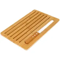 Cheffinger , Broodsnijplank met bamboe mes 41x27cm Gemakkelijk te snijden, Bruin / Beige