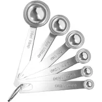 Intirilife 6-deliges set roestvrijstalen maatlepels Zilver - 1 tbsp (15 ml) - 1/8 tsp (0.63 ml) - lepels om droge en vloeibare kook- en bak ingrediënten te meten