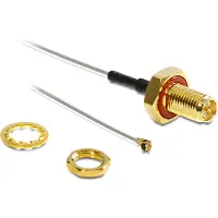 DeLOCK MHF I (v) - RP-SMA (v) kabel met afdichtring - Micro Coax (1,13 mm) - 50 Ohm / zwart - 0,10 meter