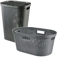 Curver Infinity - Set wasmand 40L + wasmand 60L - donkergrijs