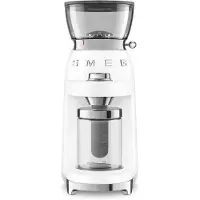 Smeg CGF03WHEU Elektrische Koffiemolen - Koffiebonenmaler - 30 Maalstanden - RVS Kegelmaalwerk - Voor Espresso, Filterkoffie & French Press - 240g Bonenreservoir - '50s Style - Wit