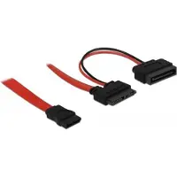 DeLOCK Slim SATA (v) - SATA data (v) + SATA voeding (m) kabel / SATA600 - 6 Gbit/s - 0,50 meter