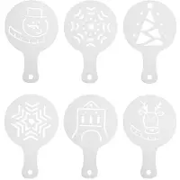 Orion - Decoratie Sjablonen - 6 stuks - Kerstmotief - Voor Koffie en Desserts