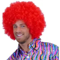 Witbaard Super afro pruik felrood