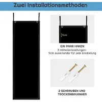 Costway Wandspiegel deurspiegel, hangspiegel, full-body spiegel met in hoogte verstelbare ophanghaken, spiegel voor slaapkamer, woonkamer en entree, 120 x 37 cm