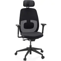 Hjh OFFICE Ergonomische bureaustoel Skandis Pro met hoofdsteun zwart / zwart frame
