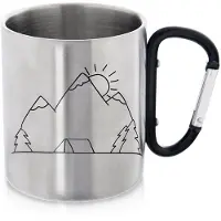 Orion - Stalen Reismok - 350ml - Dubbelwandig - Zwart Karabijnhaak