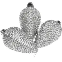 Décoris Dennenappel kerst ornament | | 6 stuks (Zilver)