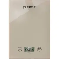 Alpina Keukenweegschaal Digitaal - Weegschaal Keuken in gr, lb, oz en ml - Precisie Weegschaal met Tarra Functie - Keuken Accessoires - 22 x 15,5 cm - Beige