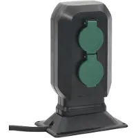 vidaXL Tuinstopcontact en grondpin 4-wegs 15,5x11x24 cm zwart en groen