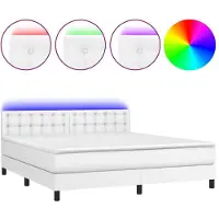 vidaXL Boxspring met matras en LED kunstleer wit 160x200 cm