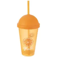 Orion Plastic beker met deksel en rietje, 450 ml