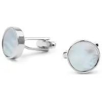 Suitable Manchetknoop Studs Rond Zilver Wit -