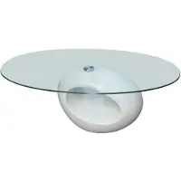 vidaXL Salontafel met ovaal glazen tafelblad hoogglans wit