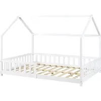 En.casa Kinderbed Hesel huisbed met uitvalbeveiliging 140x200 cm wit []