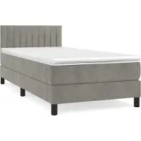 Syfax Boxspring met matras fluweel lichtgrijs 90x190 cm
