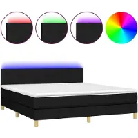 Syfax Boxspring met matras en LED stof zwart 160x200 cm