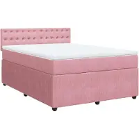 vidaXL Boxspring met matras fluweel roze 140x200 cm