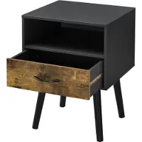 En.casa Nachtkastje Gävle 57x42x40 cm set van 2 zwart en houtkleurig donker []