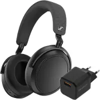 Sennheiser Momentum 4 Wireless Zwart + BlueBuilt Quick Charge Oplader met Usb A Poort 18W