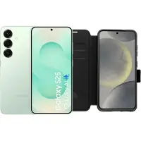 Samsung Galaxy S25 128 Go Menthe 5G + BlueBuilt Book Case Noir