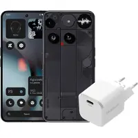 Nothing Tech Nothing Phone (3) 512GB Zwart 5G + BlueBuilt Oplader met Usb C Poort 45W Wit