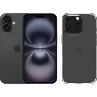 Apple iPhone 16 128GB Zwart + BlueBuilt Protective Back Cover Transparant