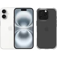 Apple iPhone 16 128GB Wit + BlueBuilt Protective Back Cover Transparant