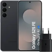 Samsung Galaxy S25 FE 256GB Zwart 5G + Oplader 25 Watt Zwart