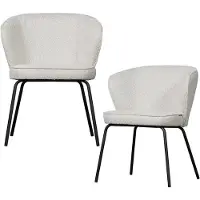 Woood Admit Eetkamerstoelen - Bouclé - Naturel - Set van 2