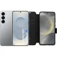 Samsung Galaxy S25 128GB Zilver 5G + BlueBuilt Book Case Zwart