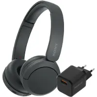 Sony WH-CH520 Zwart + BlueBuilt Quick Charge Oplader met Usb A Poort 18W Zwart