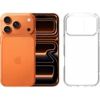 Apple iPhone 17 Pro 256 Go Orange + BlueBuilt Protective Back Cover Transparent