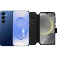 Samsung Galaxy S25 256GB Donkerblauw 5G + BlueBuilt Book Case Zwart