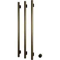 Hotbath Round verticale radiator met 3 rails 135cm met geintegreerde schakelaar en excl. inbouwelement geborsteld messing PVD