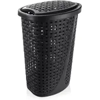 Orion - Wasmand - Zwart - 45L - Slank Ontwerp - Deksel