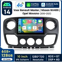 Hexinex HexinexMarket Octa-Core autoradio Geschikt voor Renault Master III Opel Movano B Nissan NV400 - Draadloos CarPlay, Android Auto, multimediaspeler, 6GB+128GB