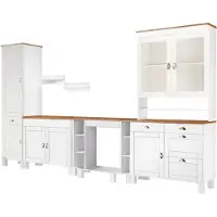 Notio Living Toscana - Keukenset 7-delig grenen in wit honig (120 x 100 x 50 cm)