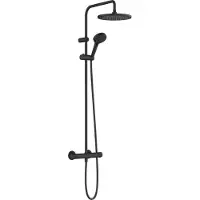 Hansgrohe Vernis Blend - Showerpipe - EcoSmart waterbesparend - 240mm maat - 1 straalfunctie - Mat Zwart - Met thermostaat