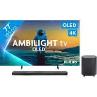 Philips Ambilight 77'' OLED810 4K (2025) + JBL Bar 1000 MK2 Zwart