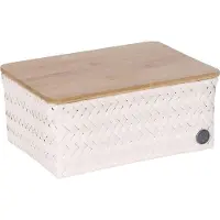Handed By - Opbergmand met deksel - Mand - Opberger - Speelgoedmand - Woonkamer - Kinderkamer - Babykamer - Top Fit medium high - beige - champagne