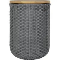 Handed By Poef met opbergruimte - Opberger - Opbergpoef - Zitpoef - Krukje - Bijzettafel - Duurzaam - Hand gevlochten - Halo SIT -- donkergrijs - dark grey