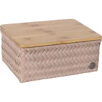 Handed By - Opbergmand met deksel - Mand - Opberger - Speelgoedmand - Woonkamer - Kinderkamer - Babykamer - Top Fit medium high - bruin - caffè latte