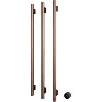Hotbath Round verticale radiator met 3 rails 135cm met geintegreerde schakelaar en excl. inbouwelement geborsteld koper PVD