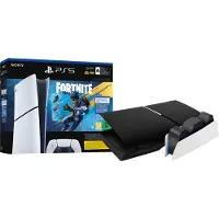 Sony PlayStation 5 Slim Digital Edition Fortnite bundel + Covers Zwart + Oplaadstation