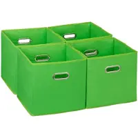 Relaxdays kastmand - set van 4 - opvouwbaar - 30x30x30 cm - 2 handgrepen - speelgoed - groen