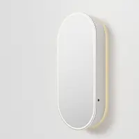 Balmani Mara spiegelkast Ovaal 45 x 100 cm mat wit met spiegelverlichting en anti-damp