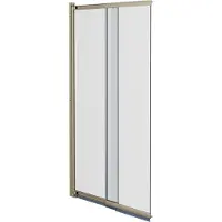 Luca Varess Vetras uitschuifbare badwand 100 cm helder glas geborsteld Champagne Gold profiel