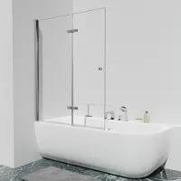 Luca Varess Kuresa tweedelige opvouwbare badwand 120 cm helder glas glanzend chroom profiel